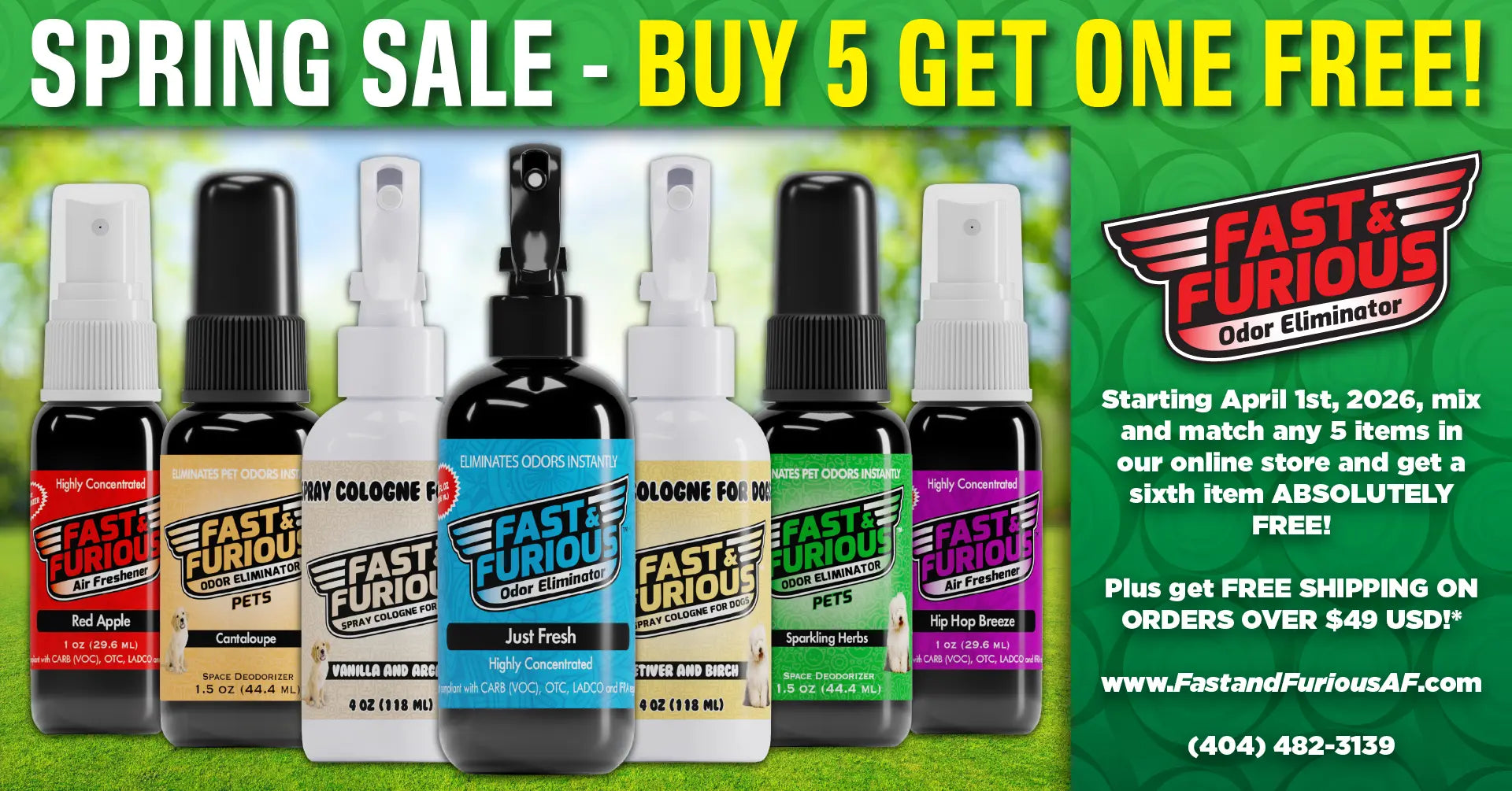 Fast & Furious Spring Sale, Buy 5 Get One Free, Scent Feature Landscape A