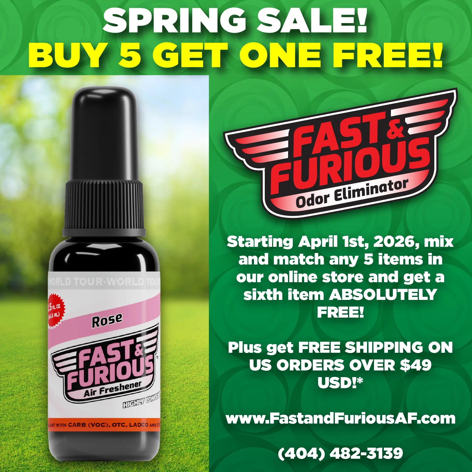 Fast & Furious Spring Sale, Buy 5 Get One Free, Rose Air Freshener Square