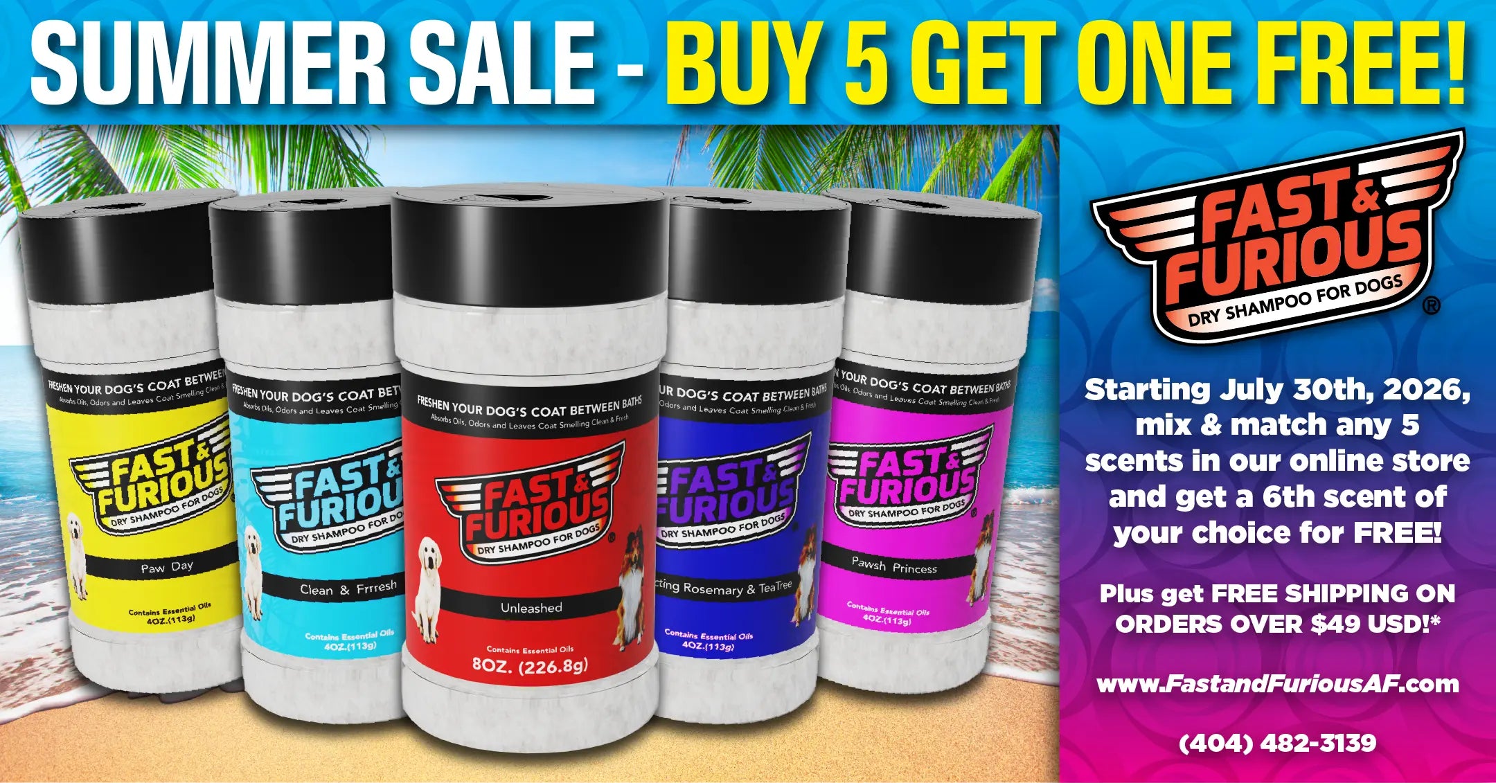 LANDSCAPE BANNER - Summer Sale, Buy 5 Dry Shampoos for Dogs Get One Free