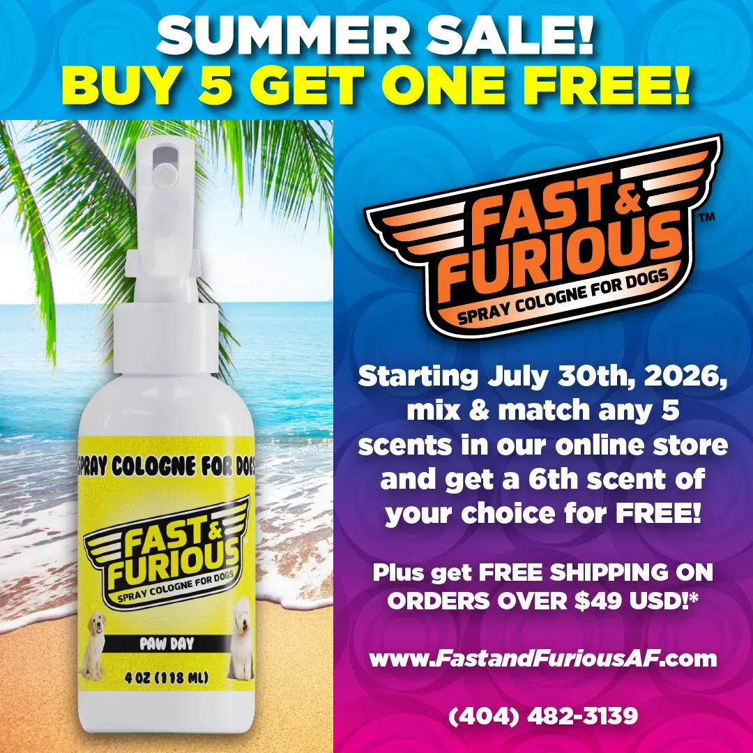SQUARE BANNER - Summer Sale, Buy 5 Spray Colognes for Dogs, Get One Free