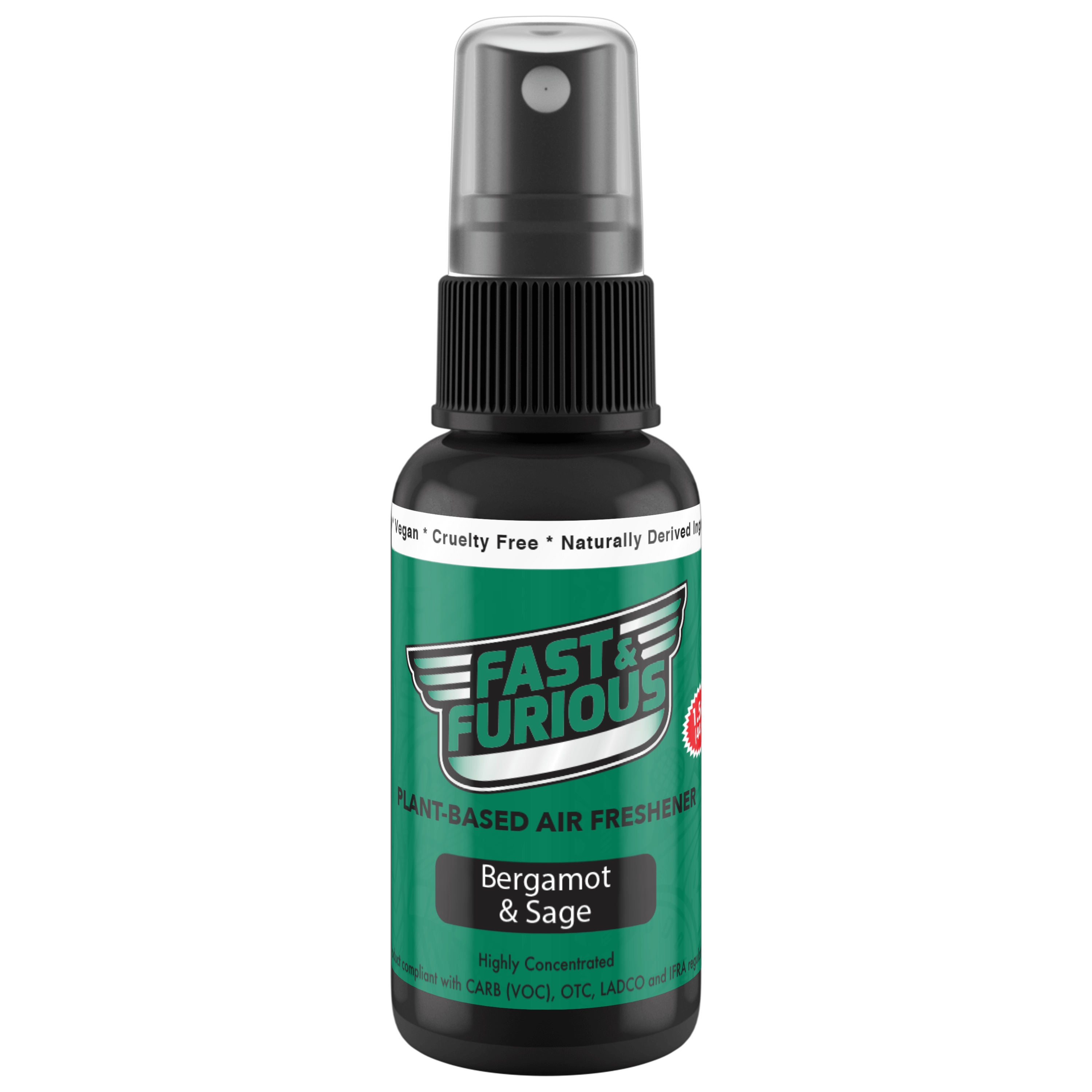 Fast and Furious Plant-Based Air Freshener - Bergamot & Sage Scent Size: 1.5oz
